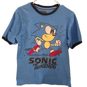 Sonic The Hedgehog‎ Blue Graphic T Shirt Youth Size 18 Sega